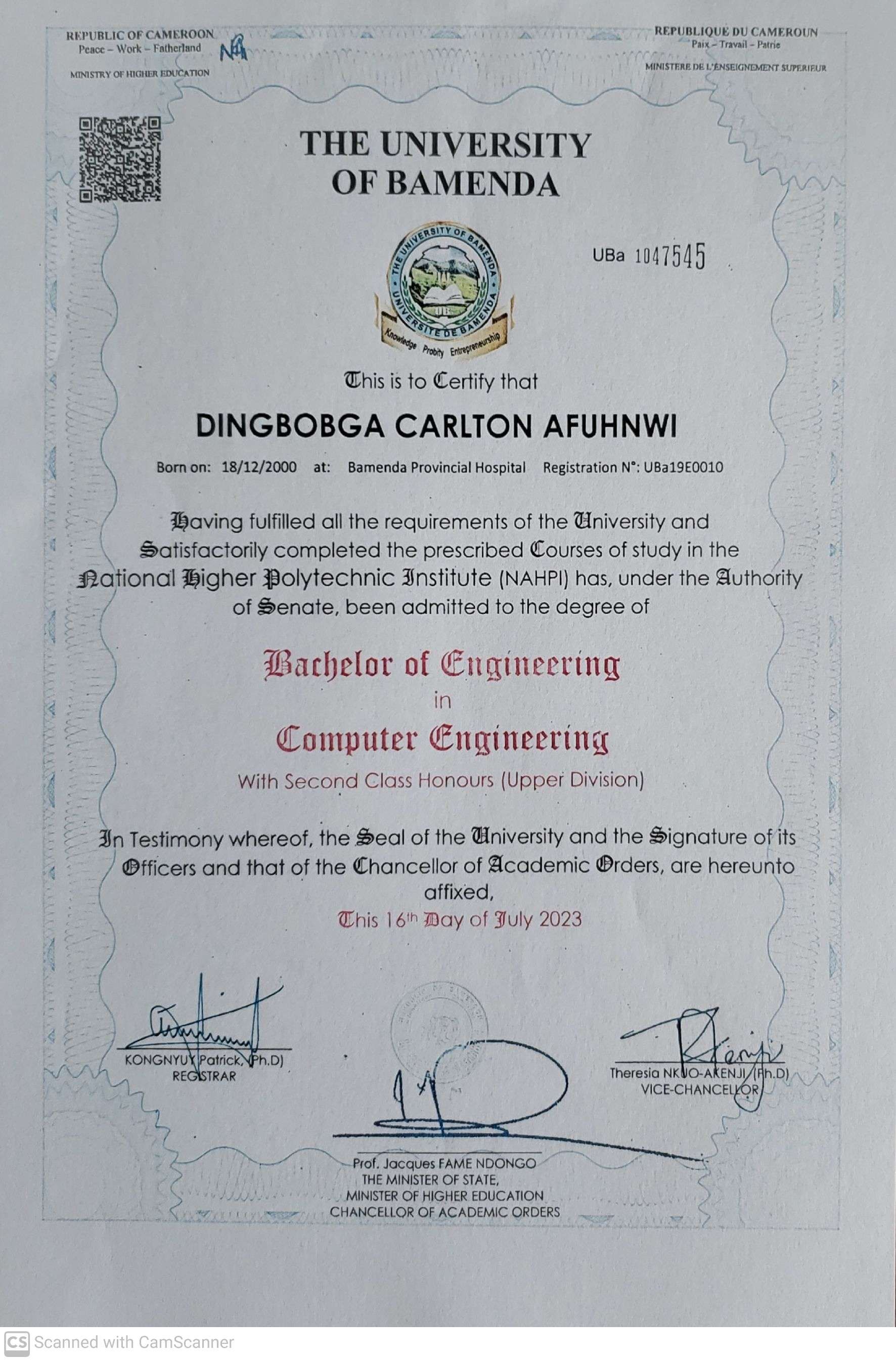 Bacherlor's of engineering
